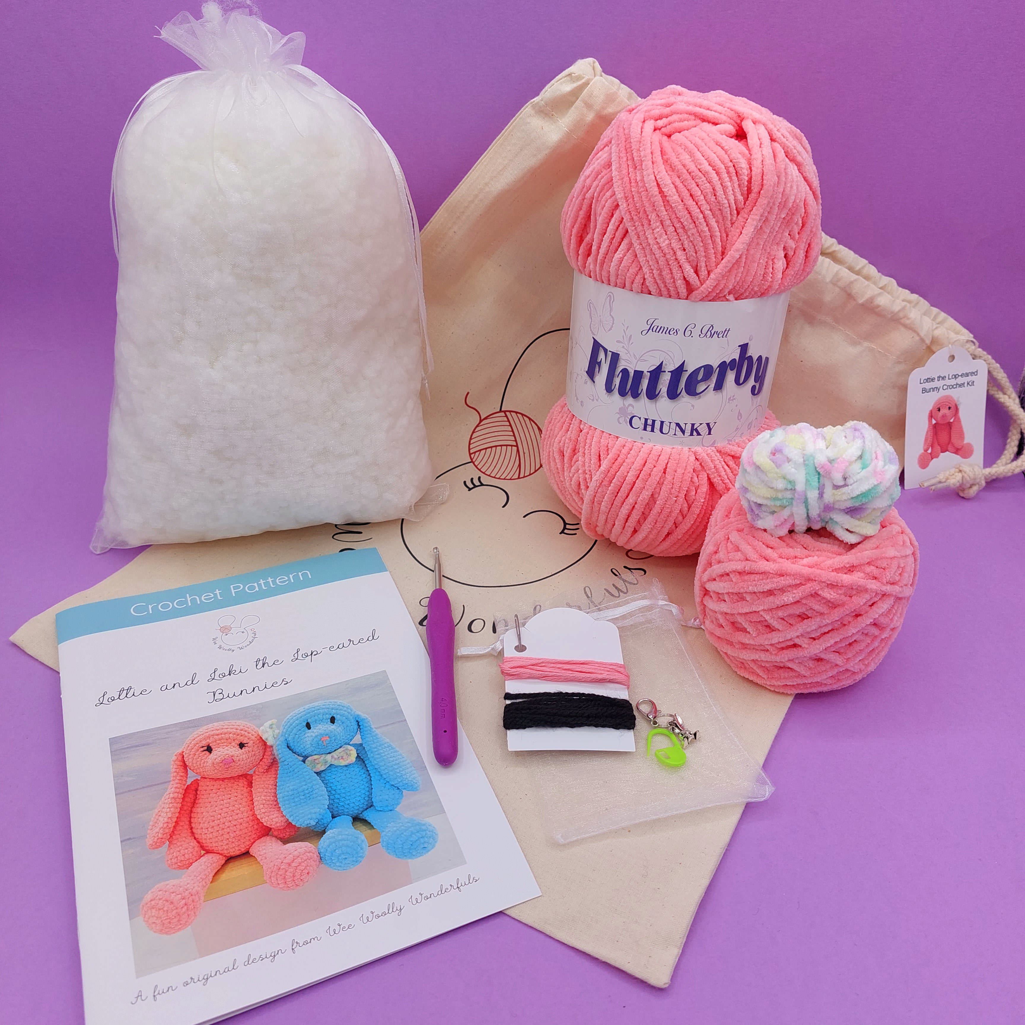 Loki and Lottie the Lop-eared Bunny Crochet Kit (Lottie the Pink Bunny)