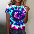 thumbnail image 2 of DeHolifer Tie Dye Shirt for Womens Crewneck Casual Summer Short Sleeve Tee T-Shirts Navy XL, 2 of 6