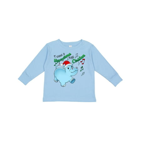 

Inktastic I Want a Hippopotamus for Christmas Hippo in Santa Hat Gift Toddler Boy or Toddler Girl Long Sleeve T-Shirt