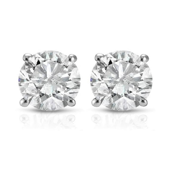 Pompeii 1 Ct TDW Round Cut 14K White Gold Diamond Studs Earrings (I-J,I2-I3)