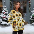 thumbnail image 3 of Xoenoiee Sunflower Bee Print Womens Oversized Sweatshirts Crew Neck Pullover Long Sleeve Tops with Pockets Split Fall Fashion Outfits 2025 Clothes, Size S, 3 of 7
