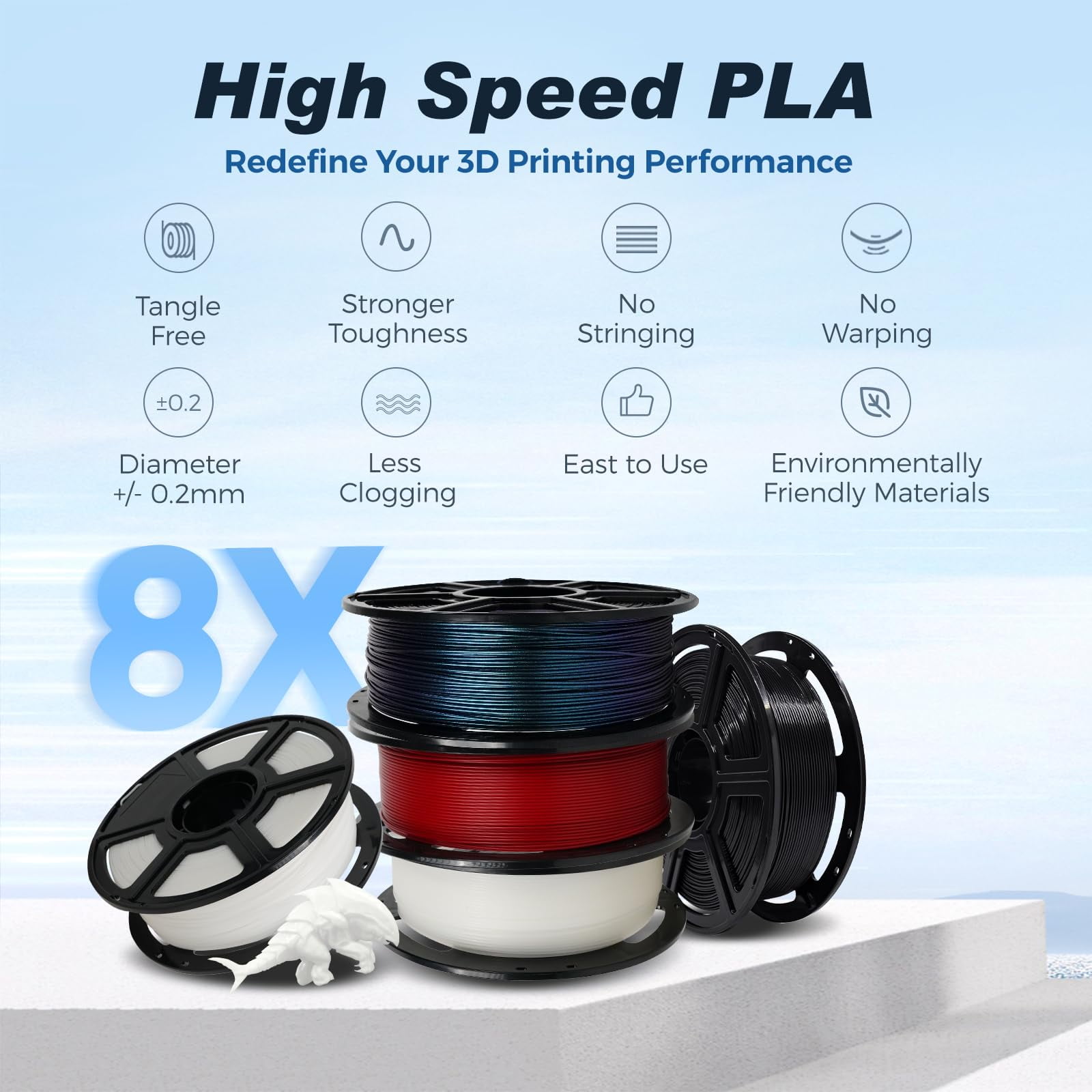 Flashforge Rapid PLA Filament 1.75mm,1KG/2.2lbs High Speed PLA 3D Printer Filament, Burnt Titanium