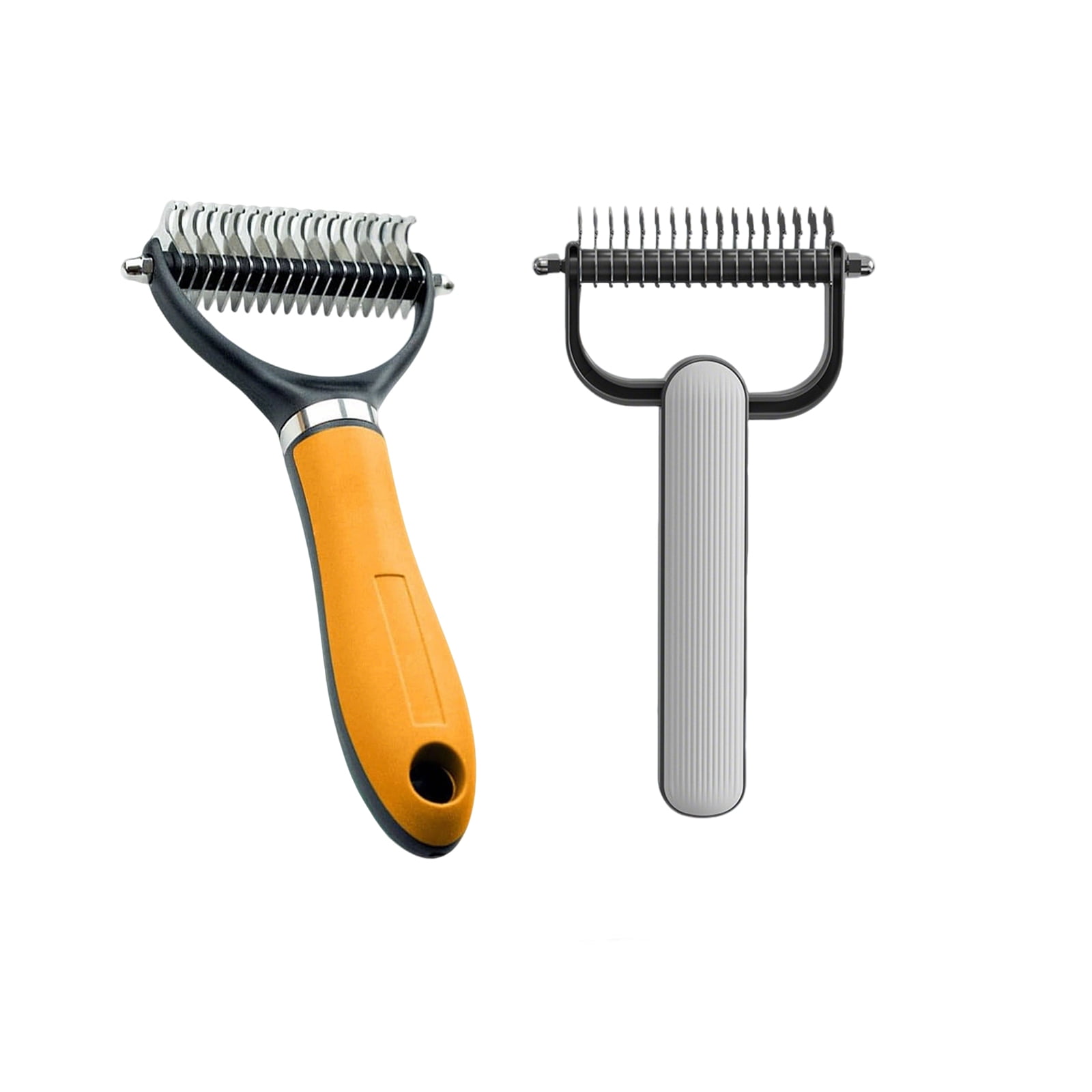 2-Pack Pet Dematting Comb Set Double-Sided Undercoat Rake for Dogs & Cats Stainless Steel Deshedding Tool for Long/Short Haired Pets Removes Mats Tangles & Loose Fur