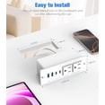 thumbnail image 6 of 65W Furniture Drawer Outlet, Recessed Outlet with 4 USB Ports & 2 AC Outlets, Recessed Power Strip for Home, Office, 14 AWG-10FT Spring Cord(White), 6 of 7