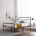thumbnail image 3 of Single-Layer Water Pipe Bed Victorian Metal Bed Frame with Headboard and Footboard Platform, Cross Design Black Gold-Painted Dark Black, 660lb Capacity, No Box Spring Needed, Queen Size, 3 of 7