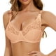 thumbnail image 1 of Gibobby Sujetadores deportivos para mujer Ropa interior de encaje ajustable de tamaño con una copa de algodón fruncido y un anillo de para sujetador de mujer(Beige,110DE), 1 of 5