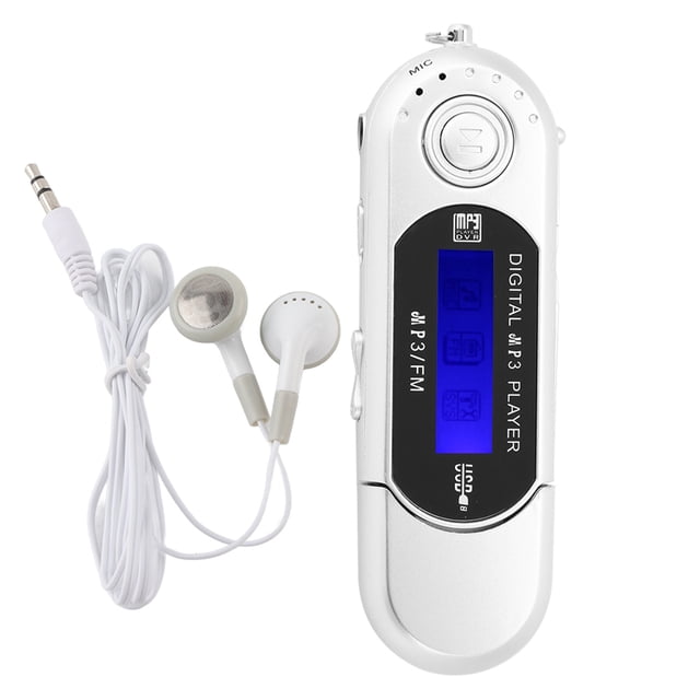 Reproductor de música portátil MP3 USB con pantalla LCD, radio FM, tarjeta de memoria de voz, color plateado