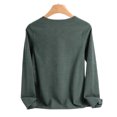 thumbnail image 7 of Women's Plus Size thermal Underwear Top Fleece Lined V Neck Long Sleeve Warm Base Layer Shirt Soft Comfy Cold Weather Top for Loungewear Daily Wear Army Green, 7 of 7