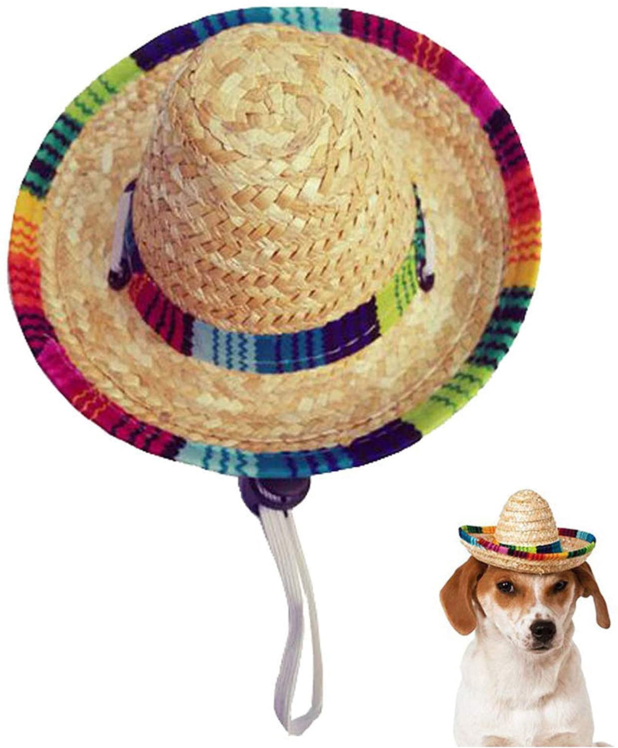 Dog Sombrero Hat, Mini Straw Sombrero 