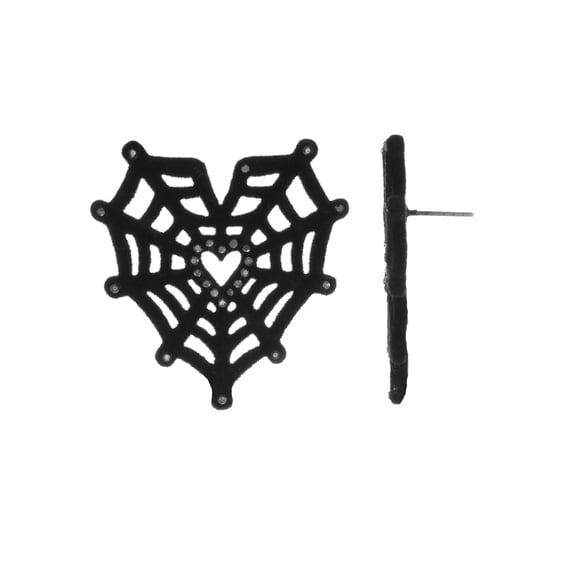 Way to Celebrate Velvet Heart Spiderweb Halloween Earrings, 1 Pair