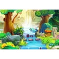 thumbnail image 3 of GreenDecor Cartoon Waterfall Backdrop 7x5ft Photography Background Forests Stream Grass Trees Fairy Tale Children Baby Kids Portraits Photos Video Studio Props, 3 of 5