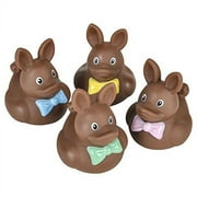 Rhode Island Novelty 2" Plastic Chocolate Easter Bunny Rubber Duckies (12 Piece)