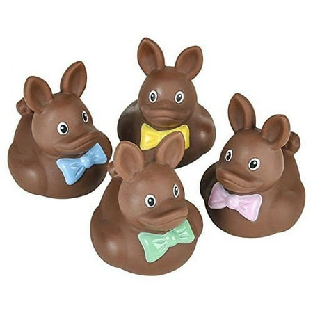 Rhode Island Novelty 2" Plastic Chocolate Easter Bunny Rubber Duckies (12 Piece)