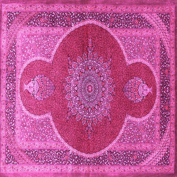 Ahgly Company Indoor Square Medallion Pink Traditional Area Rugs, 3' Square