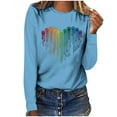 thumbnail image 2 of Pimelu Valentines Day Shirts Women Womens Valentines Day Tops Fashion Tie Dye Dog Paws Heart Print Pullover Sweatshirts Spring Ladies Crewneck Long Sleeve Tee Shirts, 2 of 5