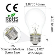 Simba Lighting Incandescent Appliance Light Bulb A15 25W E26 Medium Base, 120V 2700K, 6-Pack