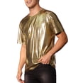 thumbnail image 4 of Camiseta de fiesta disco de manga corta para hombres con estampado de animal metálico INSPIRE CHIC 2XL Dorado, 4 of 6