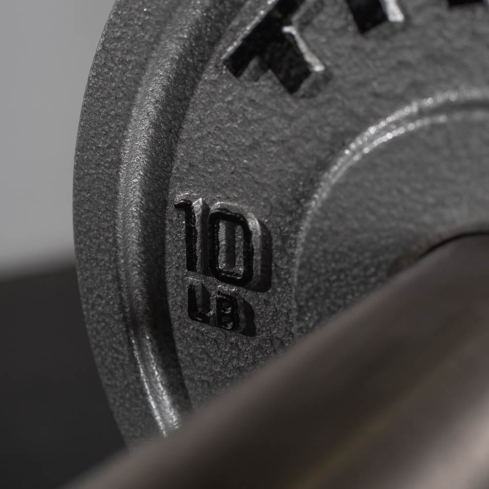 Titan Fitness 10 LB Cast Iron Olympic Plates, Sold In Pairs, Classic Weight Plate Design, Silver Hammer Finish