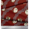 thumbnail image 3 of Soimoi Red Heavy Canvas Fabric Camellias & Ranunculus Floral Print Fabric by the Yard 58 Inch Wide, 3 of 3