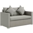 thumbnail image 2 of Outsunny Outdoor Wicker Loveseat, Patio Furniture Couch with Cushions, 2 Seats PE Rattan Sofa, 2 Throw Pillows for Porch, Backyard, Pool, Gray, 2 of 9