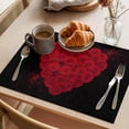 thumbnail image 3 of Valentine's Day Placemats Set of 12, Retro Red Roses Heart Shape Black Background Non-Slip Place Mats Washable Table Mats for Kitchen Dining Table Decorations Indoor/Outdoor, 3 of 9