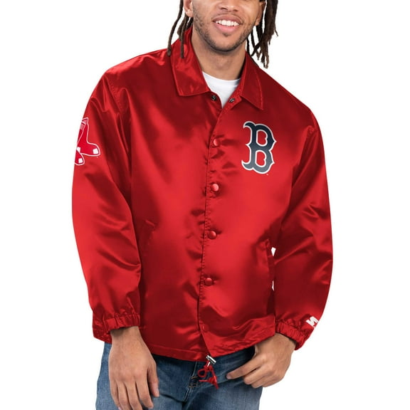 Men's Starter Red Boston Red Sox Option Route Satin Full-Snap Jacket