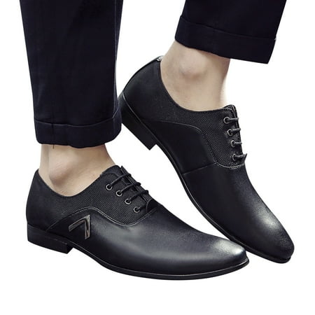 

kpoplk Dress Shoes For Men Men s Oxford Plain Toe Dress Shoes Classic Formal Derby Shoes(Black)