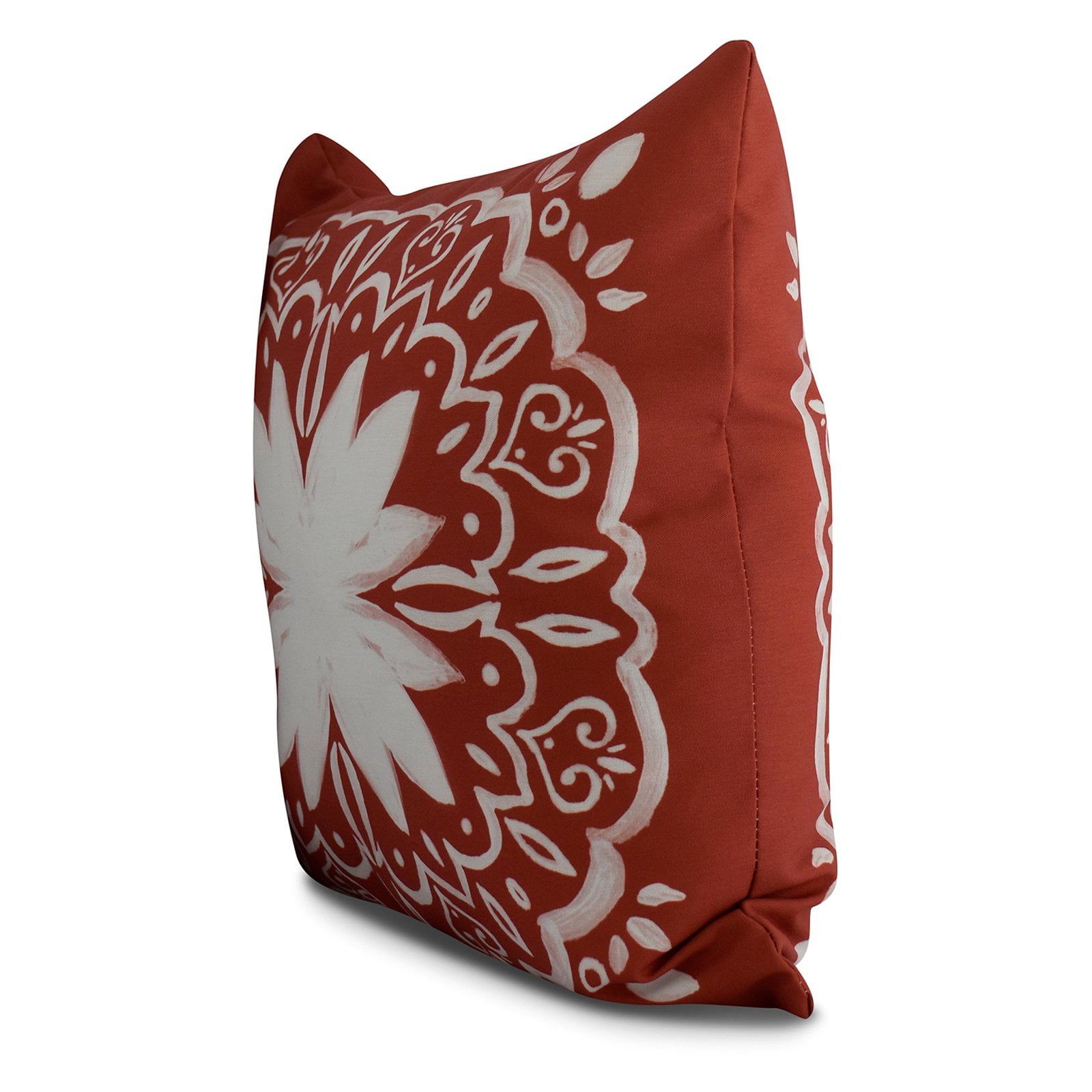 Simply Daisy, 20 x 20 Inch, Cuban Tile 1, Geometric Print Pillow, Red Orange