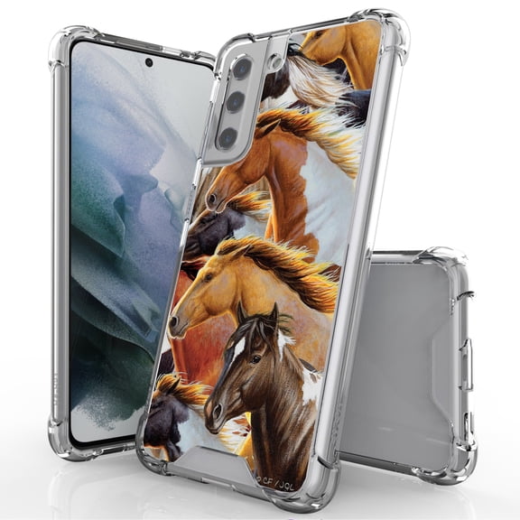 ANJ  Hybrid Slim Hard Back Cover Case Flexible Bumper for Samsung Galaxy S21 - Wild Horses