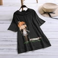 thumbnail image 2 of JINMGG Womens Plus Size $5 Women Casual Cartoon Print Hooded Short Sleeve Plus Size Top T-Shirt Blouse Black M, 2 of 4