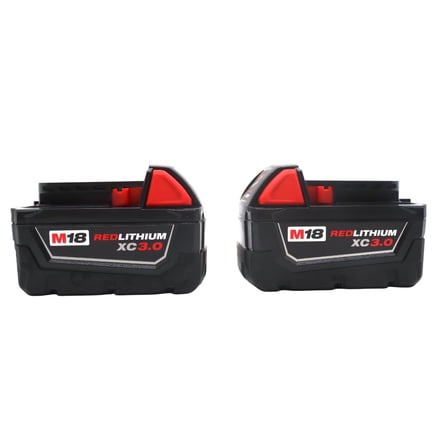 Milwaukee M18 REDLITHIUM XC 3.0 Dual Battery Pack – 2-Pack of High-Capacity 18V Lithium-Ion Batteries for M18 Cordless Tools – 3.0 Amp hour - 54 Watt hour battery