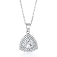 thumbnail image 2 of AVORA 925 Sterling Silver White Triangular Simulated Diamond CZ Halo Pendant Necklace and Stud Earrings Set with 18" Chain, 2 of 7