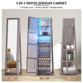 thumbnail image 5 of Aukfa 360° Swivel Jewelry Armoire,LED Jewelry Organizer Stand with Full Length Mirror,Gray, 5 of 8