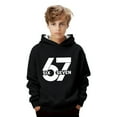 thumbnail image 3 of Tiweut Kids 67 Hoodie 6 7 Meme Six Seven Days of School Hooded Sweatshirt Funny 6 7 Number Printed Long Sleeve Pullover Tops,Black,13-14 Y, 3 of 6