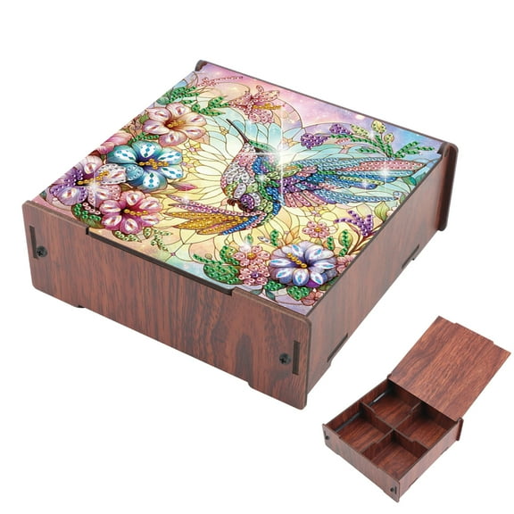 Diamond Painting Kit Storage Box, Floral Birds 5D DIY Flip-Top Multi-Compartment Organizer For storing items, handmade creative gifts
