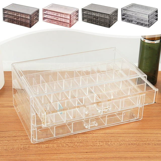 MTBLYS Jewellery Storage Box Transparent Multi-Layer Large Capacity 72 Grids Ring Earring Necklace Bracelet Organizer Plastic Home Drawer
