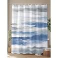 thumbnail image 4 of Blue Gray White Shower Curtain Set, Waterproof Shower Curtains for Bathroom, Modern Abstract Mottled Aesthetic Washable Fabric Cloth Bath Curtain for Bathtub Decoration with Hooks 72x78 Inches, 4 of 6