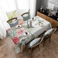 thumbnail image 4 of Spring Roses Rectangle Tablecloth, Garden Botanical Leaves Butterflies Waterproof & StainResistant Tablecloth, Washable Oil-proof Table Cover for Dining/Party/Wedding/Camping/Buffet 60x84 In, 4 of 9