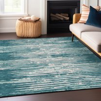 Addison Rugs Chantille Indoor/Outdoor Transitional Stripes Teal Washable Rectangle Rug, 2'6" x 3'10"