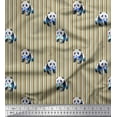 thumbnail image 1 of Soimoi Brown Cotton Voile Fabric Panda & Stripe Fabric Prints By Yard 42 Inch Wide, 1 of 3