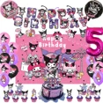 thumbnail image 5 of Decoración de fiesta de cumpleaños de dibujos animados, decoración de globos, pancarta, telón de fondo, vajilla Kuromi, adorno de pastel, suministros para Baby Shower, 5 of 5