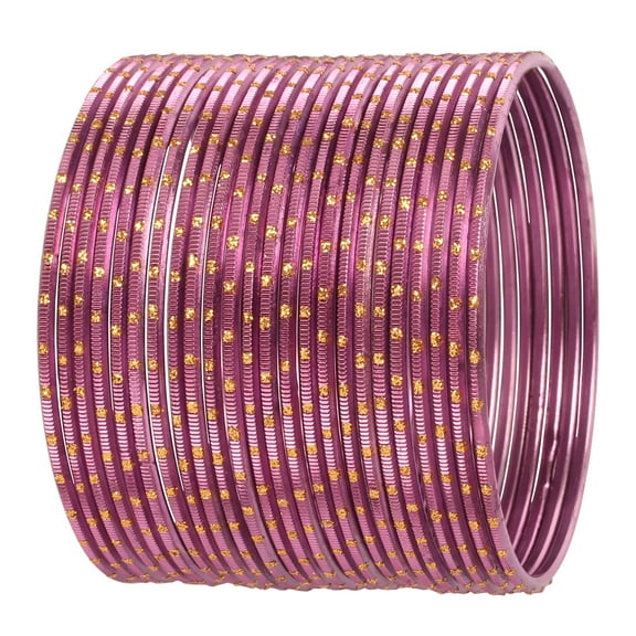 Sunsoul By Touchstone Colorful 2 Dozen Bangle Collection Collection Indian Bollywood Alloy Metal Textured Grape Wine Designer Jewelry Large Size Bangle Bracelets Set Of 24 In Gold Tone For Women