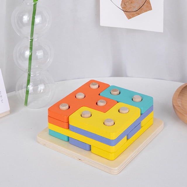 Rompecabezas de Clasificación de Juguete Rompecabezas de Apilamiento de Juguetes Juguete de Aprendizaje Educativo Preescolar , Multicolor, 13x13x5cm Hugo apilador de rompecabezas