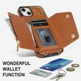 thumbnail image 4 of ShellTech for iPhone 14 Wallet Case with Cross Body Chain,Zipper Case Cover with Coin Pocket Lanyard,Brown, 4 of 10