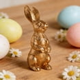 thumbnail image 4 of Easter Golden Bunny Resin Figurine - Shiny Gold Rabbit Ornament for Garden Patio & Home Tabletop Decor, Durable Resin Bunny Accent, Cute Spring Easter Garden & Desktop Decoration, 2*2*2in, Golden, 4 of 7