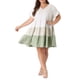 thumbnail image 5 of GRACE & GRANDEUR Vestido midi de mezclilla con volantes y mangas cortas para mujer de talla grande 1X Verde, 5 of 8
