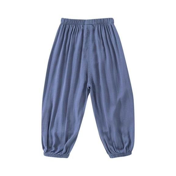 Ruyang Kids Elastic Basic Harem Trousers Unisex Boys Girls Casual Cotton Linen Loose Long Baggy Pants Toddler Bloomers