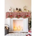 thumbnail image 2 of Christmas Mantel Scarf Fireplace Decorations for Living Room, Xmas Ice Cream Pine Leaves Red Beige Striped Fireplace Mantel Scarf Cover Runner for Halloween/Thanksgiving/Christmas Decor 70"x17", 2 of 6