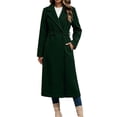 thumbnail image 2 of Trikvn Long Wool Blend Pea Coat for Women Notched Lapel Belted Waist Double Breasted Long Sleeve Elegant Overcoat with Pockets Winter Dressy S-3XL, 2 of 6