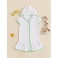 thumbnail image 5 of BemeyourBBs Toddler Terry Cloth Swim Cover Up Baby Boy Girl Swimsuit Wraps Short Sleeve Zipper Hooded Coverup Dress Towel Beach Bathing Suit Swimwear, 5 of 9